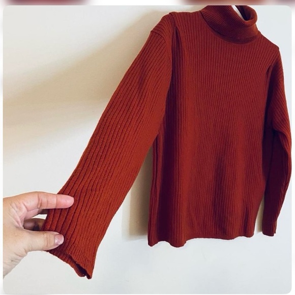 111 State 100% wool Women's Rust turtleneck Sweater size large - Picture 2 of 7